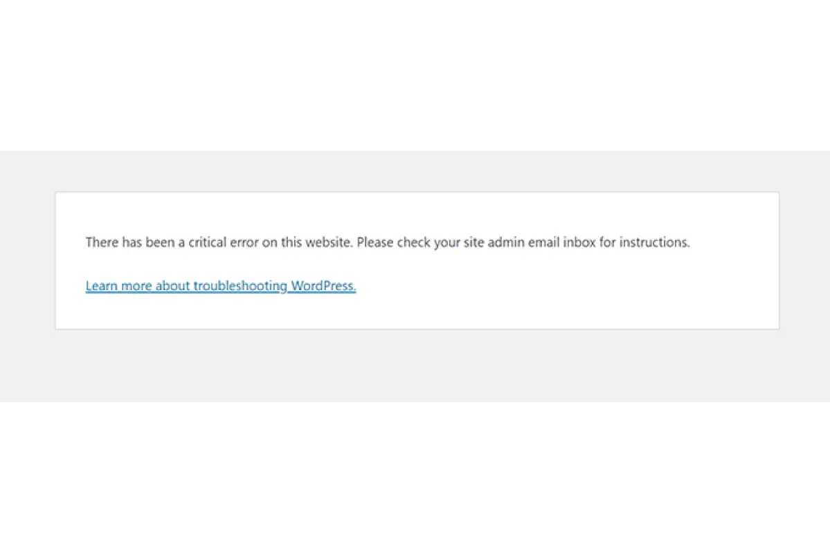 WordPress Critical Error Screen